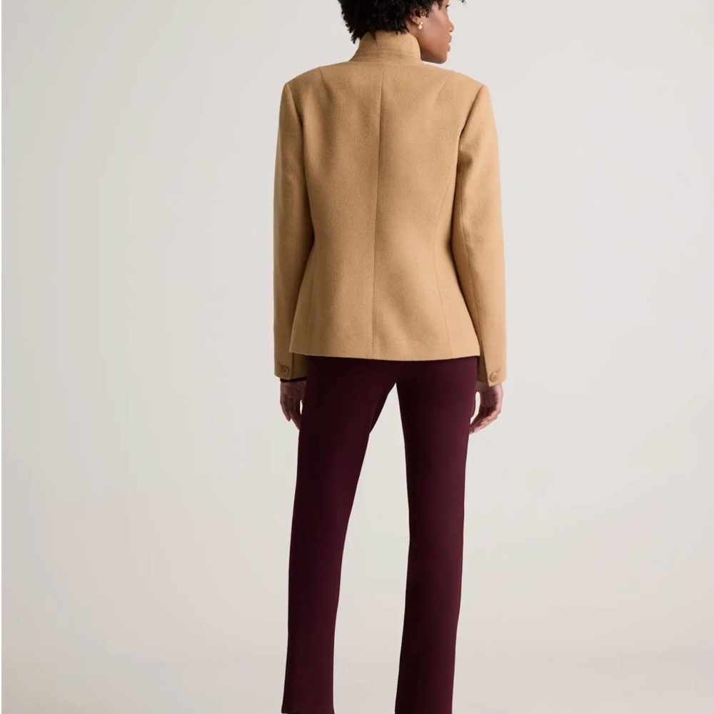 Quince Women’s  Italian Wool Stand Collar Blazer Warm Camel Outerwear M New - Picture 5 of 14